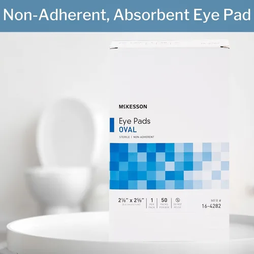 Miniatura 6 de McKesson Almohadillas para los ojos, estériles, ovaladas, no adherentes, 2 1/8 pulgadas x 2 5/8 pulgadas, 50 unidades, 1 paquete