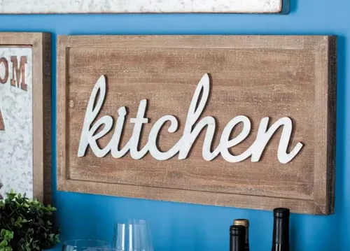 Miniatura 2 de Ebros Gift Placa de pared de madera y metal galvanizado para cocina, letrero para decoración del hogar, comedor, fiesta, anfitrión, 24 x 12 pulgadas