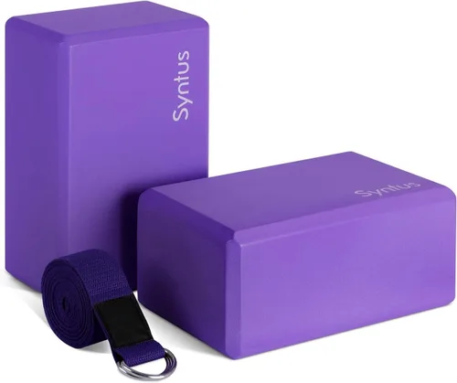 Miniatura 10 de Syntus Yoga Block and Yoga Strap Set, 2 Soft Non-Slip Yoga Blocks 9×6×4 inches, 8FT Metal D-Ring Strap for Yoga, General Fitness, Pilates