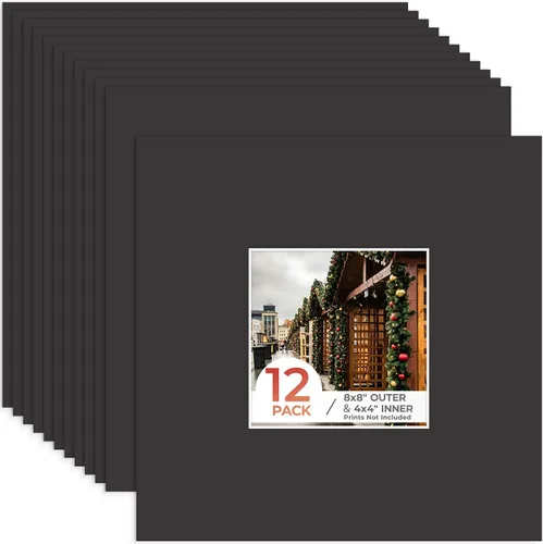 Miniatura 18 de Frametory, Marcos precortados negros de 5x7 pulgadas para fotos de 4x6 pulgadas, impresiones, obras de arte - Núcleo blanco con corte biselado