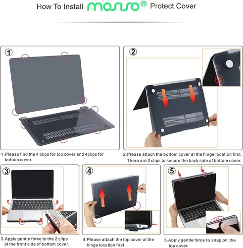 Miniatura 7 de MOSISO Funda compatible con MacBook Air de 13 pulgadas 2022 2021 2020 2019 2018 versión A2337 M1 A2179 A1932, peonía de plástico, cubierta de Negro