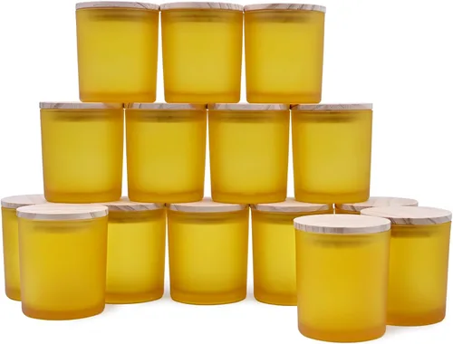 Miniatura 11 de SHOWIN Frascos de vela gruesos de 10 onzas para hacer velas 15 piezas, frascos vacíos con tapas de madera para hacer velas, contenedor de muestra