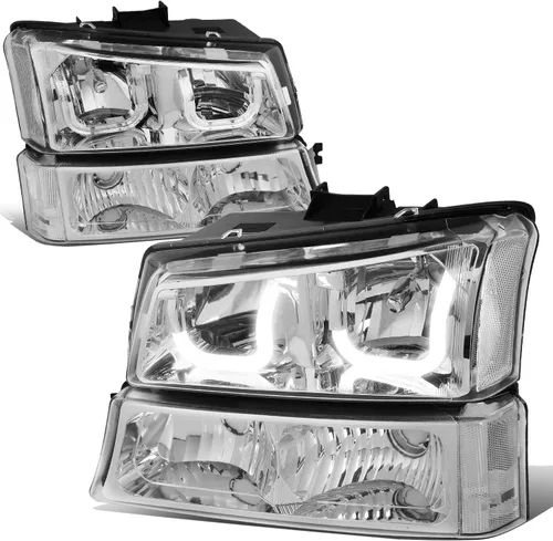 Miniatura 12 de Auto Dynasty Conjunto de faros LED DRL compatible con Chevy Avalanche Silverado 1500-3500 2003-2007, repuesto de faros delanteros laterales