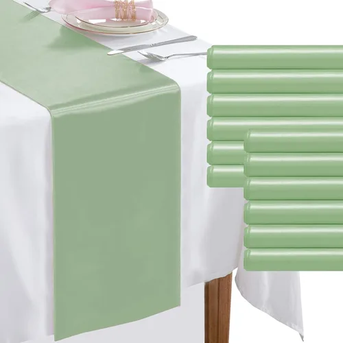 Miniatura 16 de Paquete de 2 caminos de mesa negros de 12 x 108 pulgadas, camino de mesa rectangular de seda satinada suave para bodas, banquetes, decoración