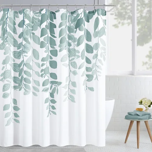 Miniatura 45 de BOODII Cortinas de ducha negras de 36 x 72 pulgadas, cortina de ducha de eucalipto de primavera para baño, cortina de baño con textura de flameado