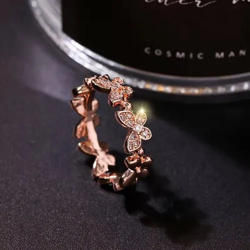 Miniatura 4 de Útiles y profesionales anillos de moda brillantes con circonita cúbica y hojas geométricas ajustables para niñas minimalista delicados regalos