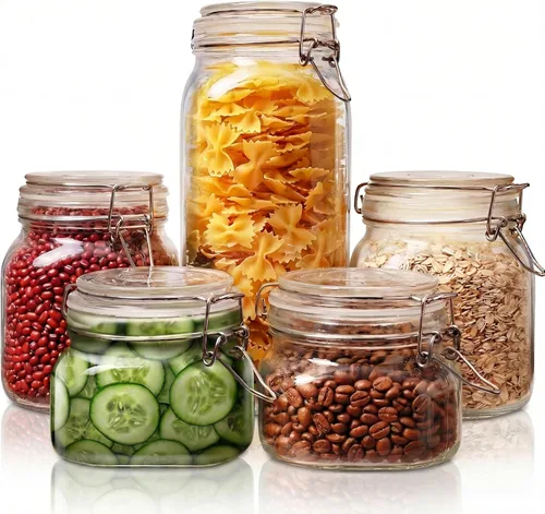 Miniatura 9 de HomArtist Frascos de vidrio de 32 oz de boca ancha con tapas herméticas, paquete de 4 frascos de vidrio para encurtir para conservas, fermentación