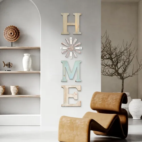 Miniatura 4 de ZAZIWZ Carteles de granja con reloj de viento, decoración de pared con letras rústicas para el hogar, arte de pared con letras para sala de estar