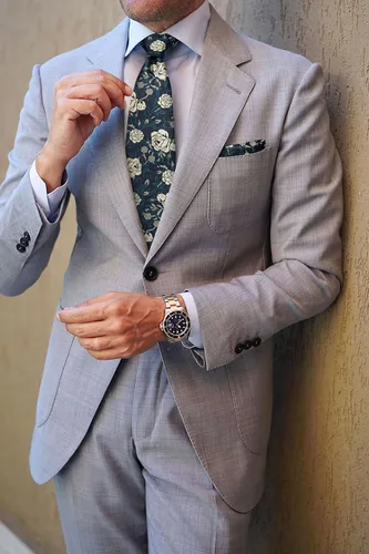 Miniatura 91 de Corbatas florales tejidas clásicas para hombre, corbata cuadrada de bolsillo, corbatas formales para hombres, boda con pañuelo