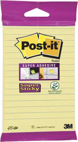 Miniatura 7 de Post-it Notas grandes superadhesivas, forradas, 1 bloc, 3.976 in x 3.976 in, 70 hojas – Notas extra adhesivas para paredes, monitores y nevera