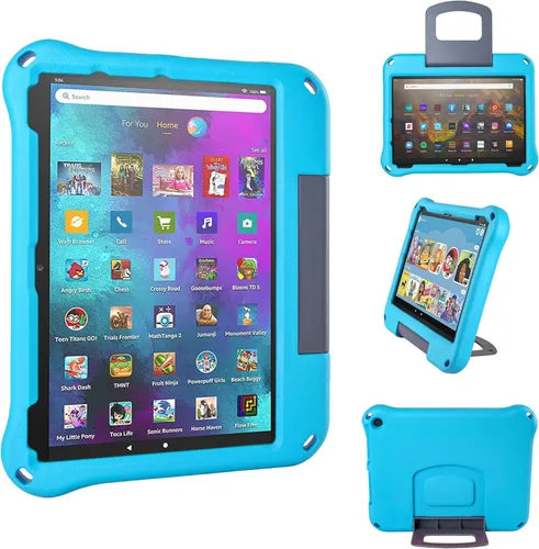 Miniatura 11 de Funda para tablet Fire HD 10 para niños (versión 2021/2023, 11ª/13ª generación), funda Oqddqo Amazon Kindle 10 Plus, choque de doble capa de cuatro