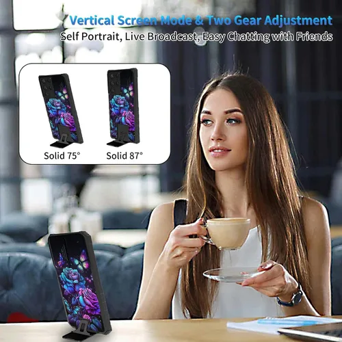 Miniatura 40 de Funda para Samsung Galaxy S22 Ultra 5G, Galaxy S22 Ultra con cubierta de cámara deslizante, funda resistente de doble capa con función atril Black