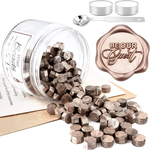 Miniatura 8 de Yoption Juego de 210 cuentas de cera de sellado de oro antiguo para invitaciones de boda, tarjetas de Navidad, sobres, paquetes de vino, regalos
