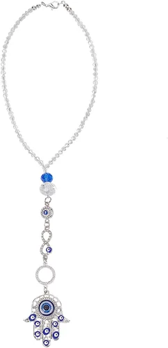 Miniatura 10 de Adorno colgante azul para coche con ojo malvado, dijes de cuentas con ojo malvado con adorno colgante de luna para coche, atrapasueños, regalo