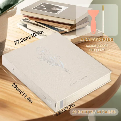 Miniatura 2 de Lanpn Álbum de Fotos Autoadhesivo Scrapbook 40 Páginas, Álbumes de Fotos de Lino DIY Páginas Magnéticas Adhesivas que contienen 4X6 7x5 A5 Imágenes