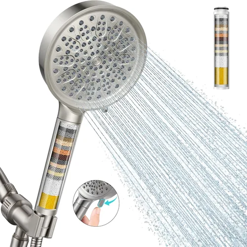 Miniatura 25 de Cobbe Cabezal de ducha con filtro de mano, cabezal de ducha de alta presión de 7 modos con filtros para agua dura, elimina el cloro, reduce la 3.