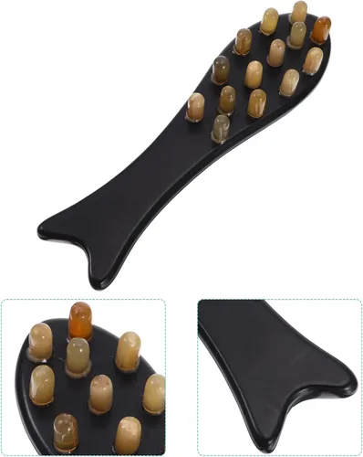 Miniatura 7 de Healeved Masajeador de mano Peine de masaje para cuero cabelludo, cuerno de buey, cabeza de peine de masaje meridiano, peine de masaje raspado, 1