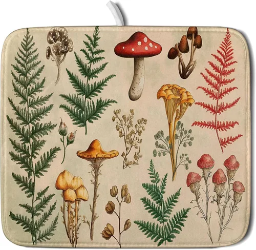 Miniatura 25 de Tapete de secado de platos de cabaña rústica, tapete escurridor de vida silvestre de oso del bosque, alce, 18 x 24 pulgadas, almohadilla escurridor