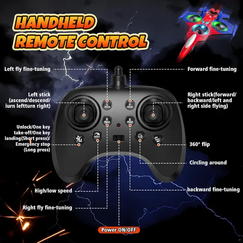 Miniatura 6 de Aviones de control remoto de espuma para niños de 8 9 10 11 12 años +, mini dron araña para niños, avión RC Fighter Jet Jet con luz, 360° Flip