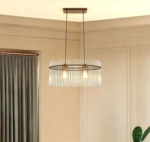 Miniatura 11 de Lámpara de Araña de Cristal Moderna de 2 Luces D23.6 Lámpara de Araña de Comedor Sobre Mesa Luminaria de Techo Colgante Contemporánea Altura