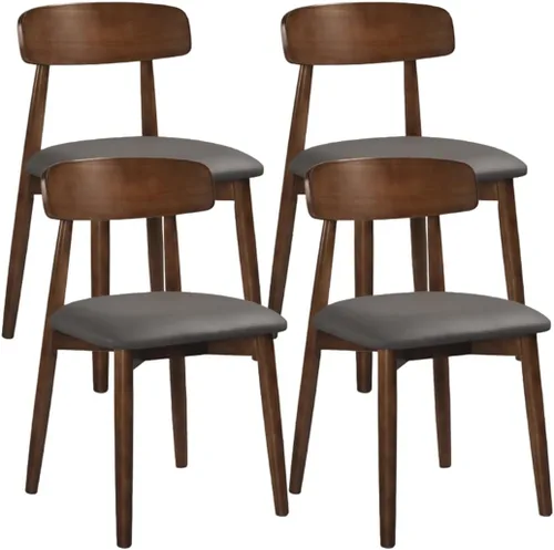 Miniatura 38 de YVYKFZD Solid Wood Dining Chairs, Armless Dining Room Chair Set, Leather Upholstered Kitchen Chairs, Comfy Side Chair with Curved Back, for
