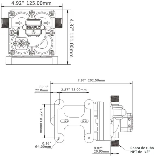 Miniatura 9 de SEAFLO Bomba de presión de agua bajo demanda serie 42 de 12 V, 3.0 GPM, 55 PSI, con derivación para ciclos reducidos, autocebante