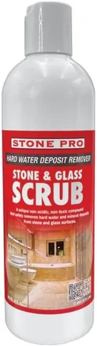 Stone Pro Exfoliante de piedra y vidrio, removedor de manchas de agua dura, elimina manchas en vidrio, piedra natural, cuarzo y accesorios de metal