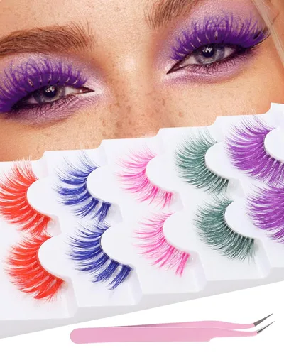 Miniatura 14 de Pestañas Postizas Blancas de Halloween Herramientas de Extensión de Pestañas Blancas para Ojos Anime Cosplay Maquillaje de Aspecto Natural Pestañas