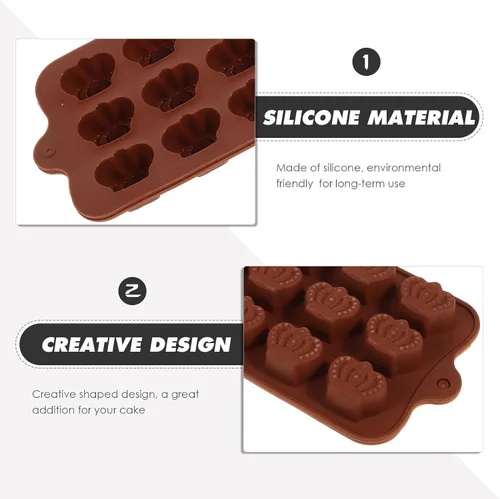 Miniatura 8 de Cabilock 2 moldes de silicona para dulces, moldes de chocolate, moldes de corona, moldes de gomitas, molde de silicona para hornear, bandeja
