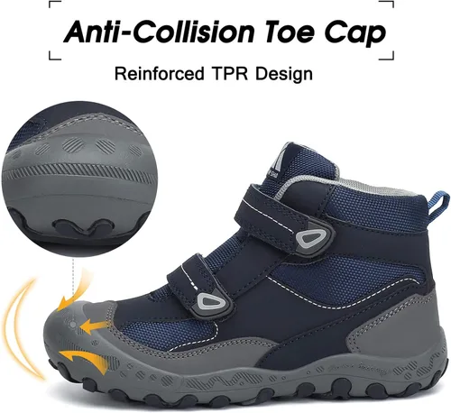 Miniatura 3 de Mishansha - Botas de senderismo para niños y niñas, longitud hasta el tobillo, resistentes al agua, antigolpes, antideslizantes, atléticas, para uso