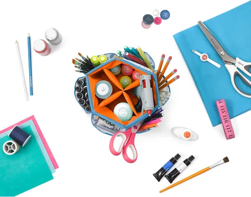 Miniatura 7 de SINGER Organizador giratorio de 360 grados para mesa, encimera, almacenamiento, suministros de costura, suministros de arte con compartimentos