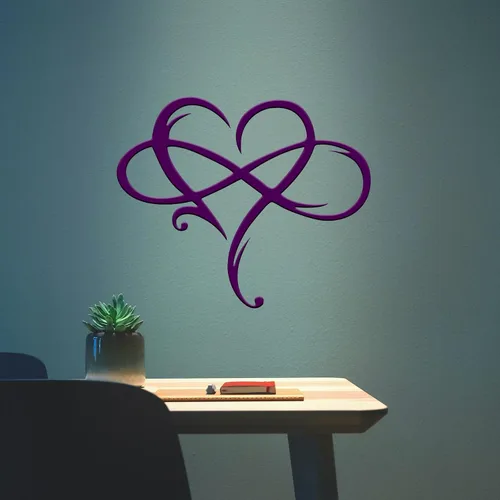 Miniatura 15 de MayLove-US Decoración de pared de metal con corazón infinito, decoración única de pared de corazón infinito, placa de letrero de amor, arte Blanco