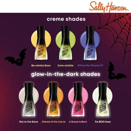 Miniatura 9 de Sally Hansen Insta-Dri Esmalte de uñas de Halloween Secado rápido, larga duración, brillo sin rayas Opaco, brillante 729 Eerie-sistible