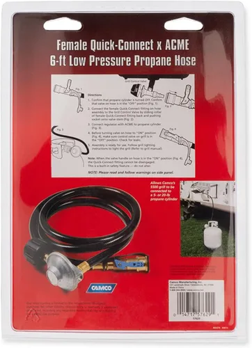 Miniatura 6 de Camco 57629 - Manguera reguladora de propano, 6 pies, con conector rápido hembra de Acme Nut