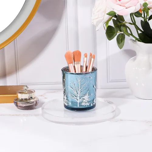 Miniatura 2 de DASITON Organizador de brochas de maquillaje, soporte de almacenamiento de brochas de maquillaje cosméticas de cristal para árbol de Navidad, taza