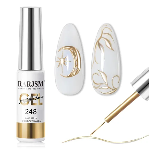 RARJSM Esmalte de uñas en gel metálico para arte de uñas, 3D efecto espejo, gel de uñas con brillo metálico, 8 ml, pincel fino incorporado, pintura