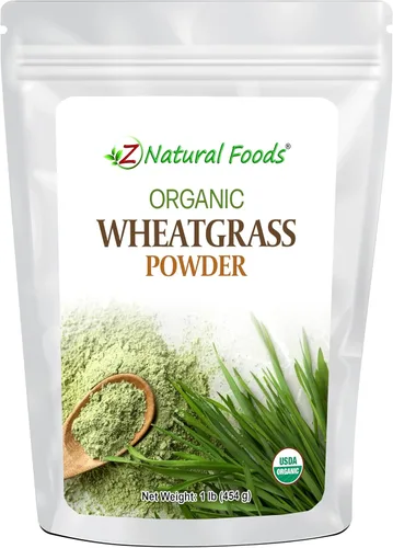 Z Natural Foods Polvo de pasto de trigo orgánico, polvo de superalimento verde para batidos, jugos, batidos y recetas, polvo rico en nutrientes,