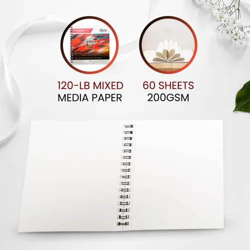 Miniatura 2 de Bloc de marcadores Cuaderno de bocetos en espiral con papel de arte grueso y suave a prueba de manchas, 120 GSM, 80 libras, para bocetos
