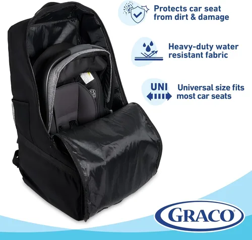 Miniatura 6 de Bolsa de viaje acolchada para asiento de coche y mochila portabebés de Graco, mochila grande y duradera para asientos de coche y asientos elevados