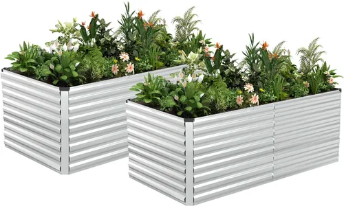 Miniatura 37 de NAVINE Cama de jardín elevada de 8 x 4 x 2 pies, macetas elevadas de metal grande, macetas para plantas al aire libre para verduras, flores