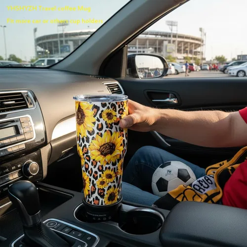 Miniatura 4 de Vaso aislado con tapa, tazas de café de viaje de acero inoxidable, regalos de girasol para mujeres, mamá, papá, taza para beber el día del juego