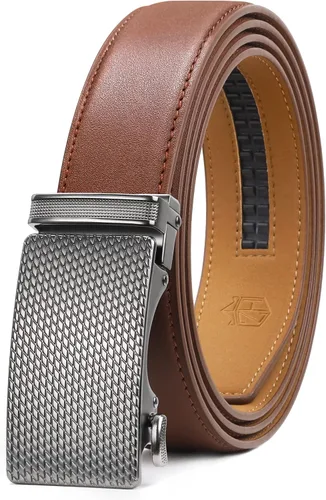 Zitahli Cinturón para hombre, vestido de cinturón de trinquete con cuero de primera calidad de 1 38 pulgadas, cinturón deslizante con hebilla