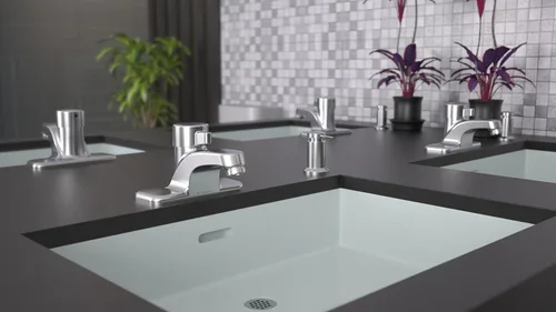 Miniatura 4 de Symmons SLC-6000 SCOT Grifo de lavabo con dosificación de una sola manija central de 4 pulgadas en cromo pulido (0.5 GPM)