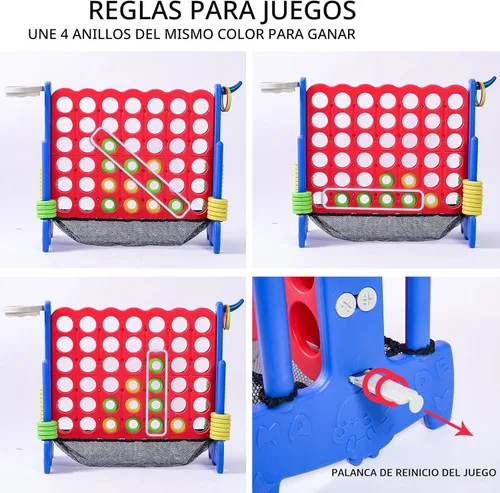 Miniatura 2 de Juego Gigante de Conecta 4 con Bolsa de Transporte y Tela de Malla. Juego Gigante de Conecta 4 Adecuado para Fiestas Navideñas en Interiores y Rojo