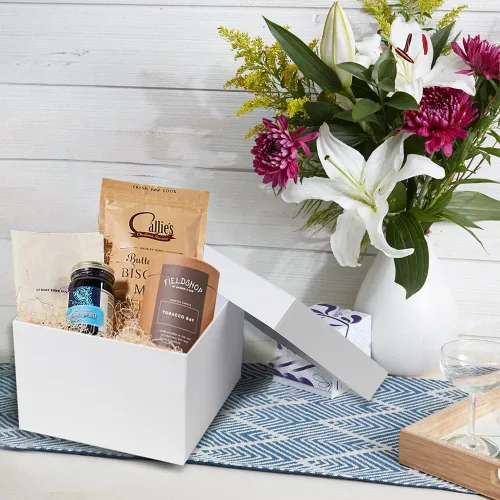 Miniatura 4 de Briful Cajas de regalo cuadradas con tapas, juego de 4 cajas de regalo blancas de varios tamaños, cajas de regalo para regalos de cumpleaños, dama