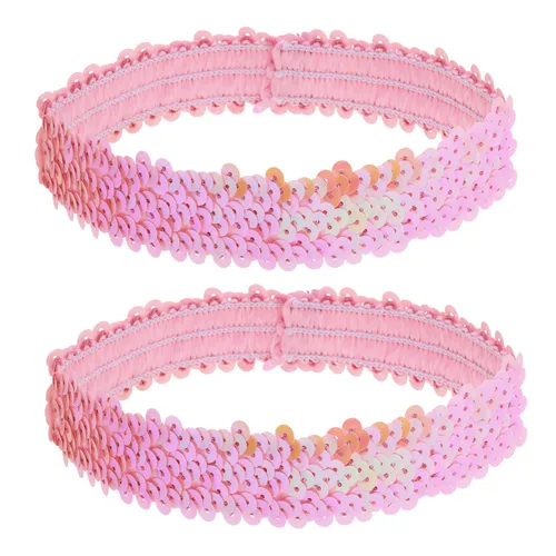 Miniatura 6 de PENTA ANGEL Diadema de lentejuelas para mujer, 2 piezas de los años 80 y 90, estilo vintage, elástica con brillantina, accesorios para disfraz
