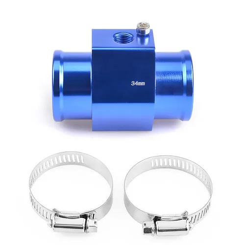 Abrazadera de adaptador de sensor de radiador para tubo de junta de temperatura de agua de aluminio, medidor de temperatura, abrazadera azul de 34 mm