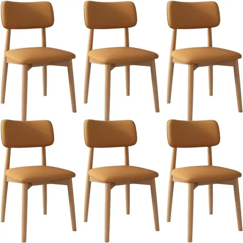 Miniatura 21 de YVYKFZD Solid Wood Dining Chairs, Kitchen Chairs Set with Curved Backrest, Leather Upholstered Dining Room Chair, Armless Living Room Chair, for