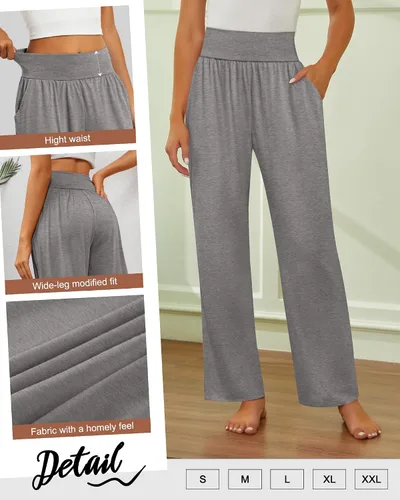 Miniatura 153 de Neer - Conjunto de 3 pantalones de yoga de pierna ancha para mujer - Pantalones deportivos cómodos, holgados, de cintura alta y casuales