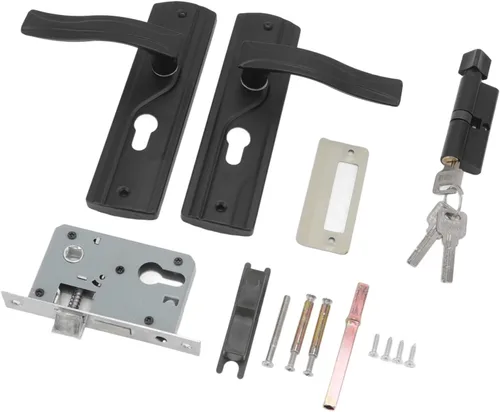 Miniatura 6 de Juego de manijas y cerraduras de puerta delantera, cerradura universal para puerta de casa, juego de llaves de palanca de puerta, cerradura